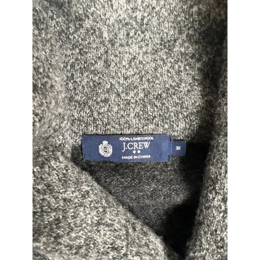 J. Crew Men M Brown 100% Premium Lambswool Shawl Neck Knit Sweater - Picture 3 of 8